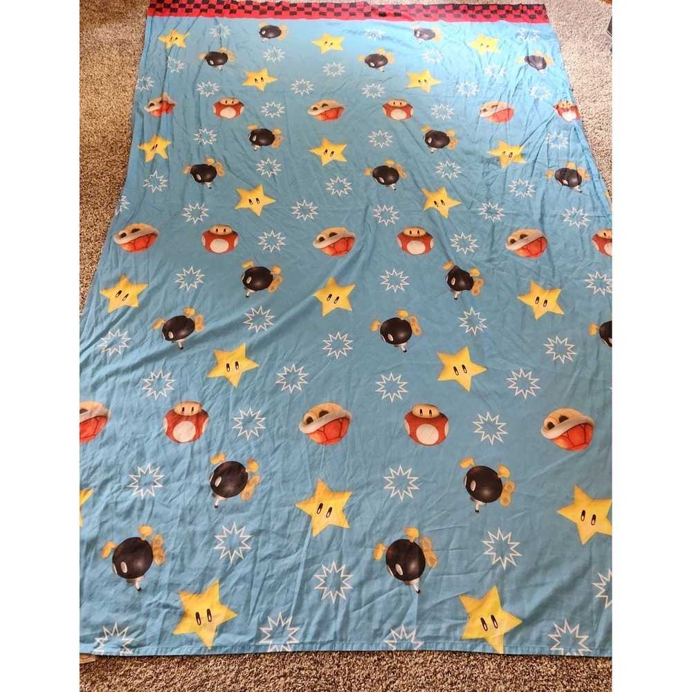 Nintendo Super Mario Brothers Twin‎  Size Flat Sheet Fabric Koopa Troopa Bomb